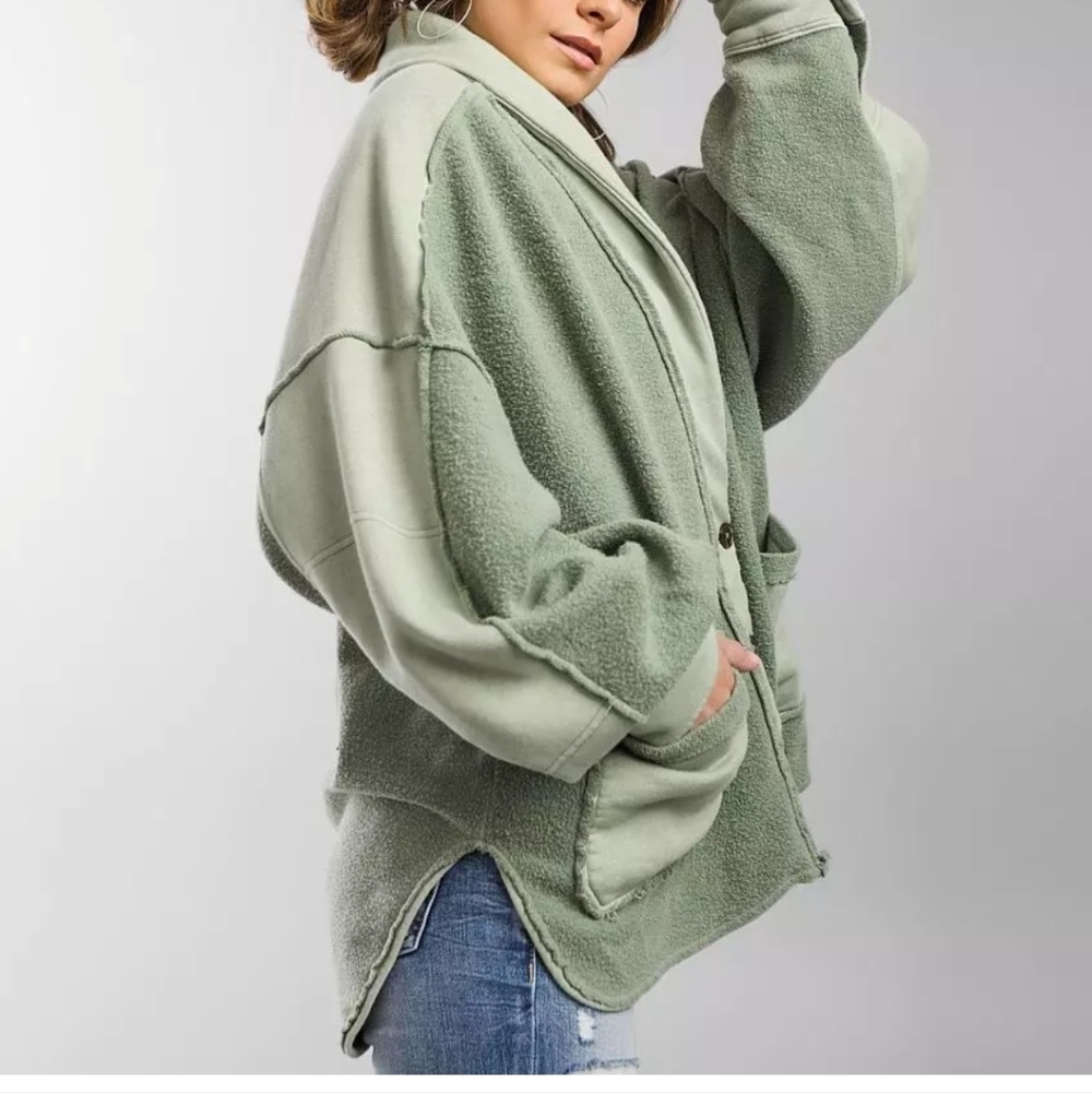 Free People Jordan Reveese Fleece Shacket Size Large - Picture 7 of 8